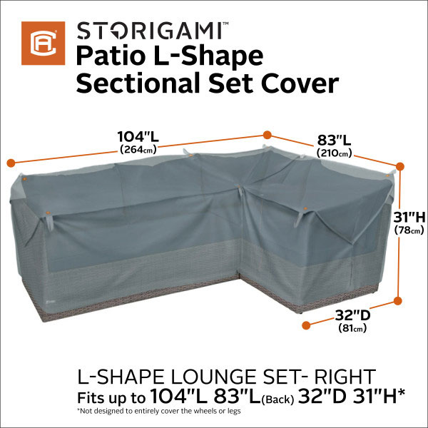 104 Inch Easy Fold Patio Right-Facing Sectional Lounge Set Cover, Goat Tan - Image 4